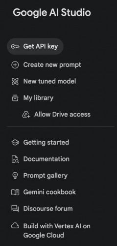 Google AI Studio Get API Key button